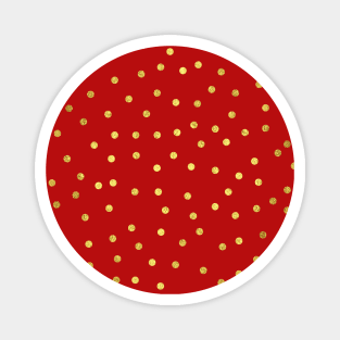 Red and gold polka dot pattern. Minimalist Christmas gold pattern. Calm falling snowflakes pattern in minimalistic style. Magnet